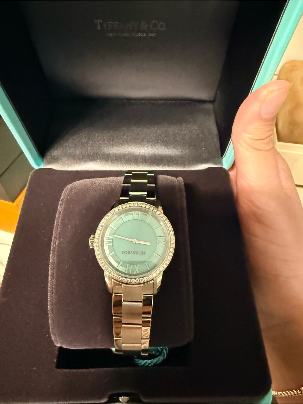 Tiffany & Co. stainless steel and diamond "Atlas" 29mm bracelet watch
